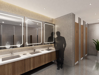 Modern Toilet Simple Men's and Women's Shopping Mall Public Toilet 3d model