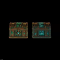 Decorative Vintage Style Treasure Chests With Carved Details Green Accents And Brass Locks