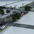 Urban Road Infrastructure With Traffic Lights Street Lamps Pedestrian Crossings And Green Trees