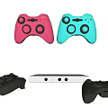 Colorful And Black Gaming Controllers With Silver Console For Entertainment Electronics 3d model