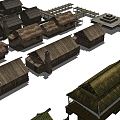 New Chinese Style Thatched House Rural Thatched House Bamboo House Wooden House Granary Wooden Boat 3d model