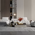 Modern sofa coffee table combination home 3d model
