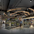 Modern Supermarket Interior With Organized Shelves Various Products And Bright Lighting