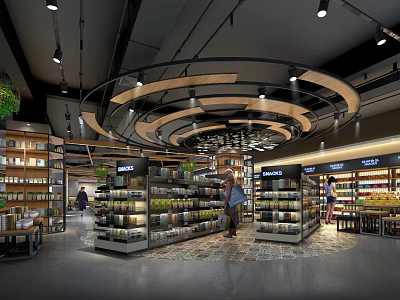 Modern Supermarket Interior With Organized Shelves Various Products And Bright Lighting 3d model