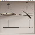 Modern Pendant Lights with Circular and Linear Metal Frame Designs for Interior Spaces 3d model