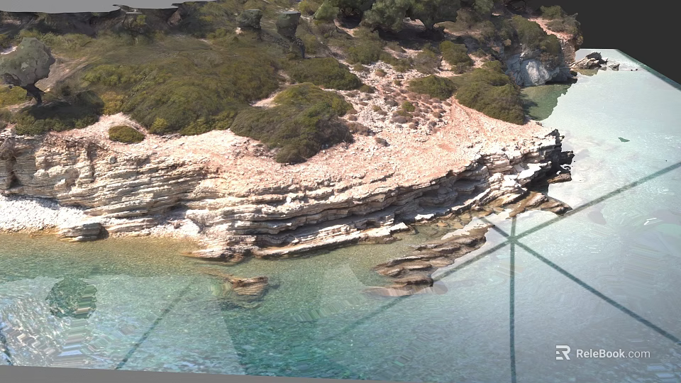 Natural Microtopography Featuring Layered Rock Formations Clear Water And Coastal Vegetation 3d model 