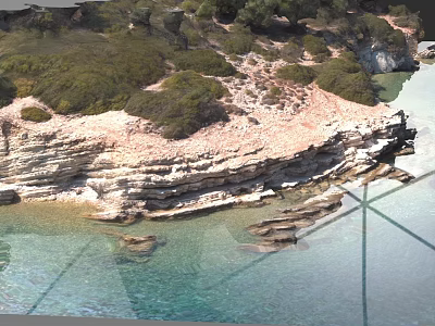 Natural Microtopography Featuring Layered Rock Formations Clear Water And Coastal Vegetation 3d model