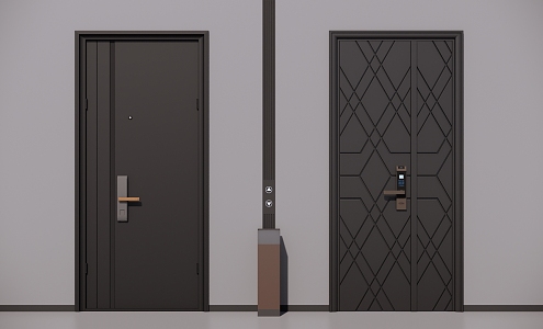 Modern swing door security door 3d model