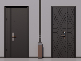 Modern swing door security door 3d model