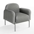 Modern Light Gray Accent Chair with Curved Armrests and Black Metal Legs
