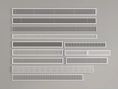 Variety of Air Conditioner Air Vents with Different Grille Patterns and Styles 3d model