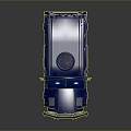 Blue Armored Tank With Six Wheels Roof Equipment And Red Stripe Design