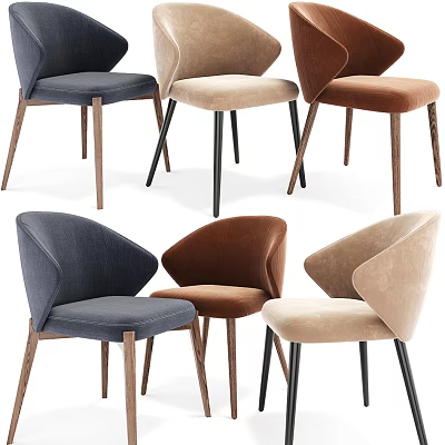 Leisure Chairs in Multiple Colors with Modern Design Velvet Upholstery and Wooden Metal Legs 3d model