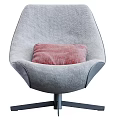 Comfortable Modern Gray Accent Chair With Red Cushion And Black Base 3d model