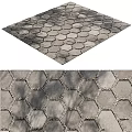 Hexagonal Gray Stone Pavers With Pebble Filling Outdoor Ground Pattern Design 3d model