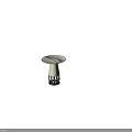 Modern Round Side Table With Gray Marble Top And Metal Base Design