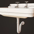 White Square Ceramic Washbasin with Two Brass Faucets Brush and Soap