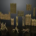 Bamboo Fence Scene Components With Various Shapes And Decorative Structures 3d model
