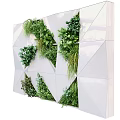 Modern Green Plant Wall Design With White Geometric Panels And Lush Foliage Arrangement