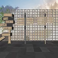Modern Wooden Traffic Directional Signs With Multiple Panels In Outdoor Grid Wall Setting