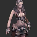 Fur Trimmed Leather Clothing With Ornate Armor Like Details And Short Skirt