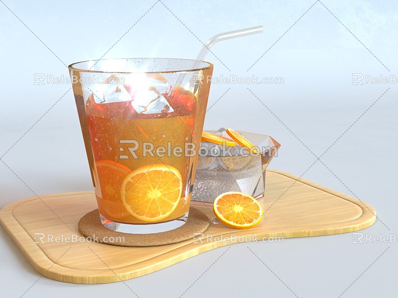 Modern drink juice orange juice lemon smoothie kitchen restaurant plate 3d model