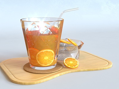 Modern drink juice orange juice lemon smoothie kitchen restaurant plate 3d model