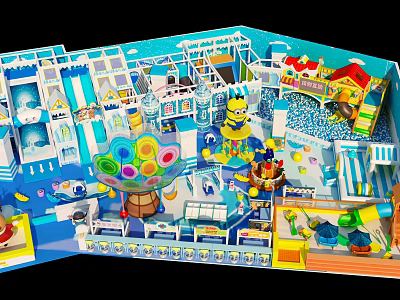 Indoor Children's Play Equipment With Slides Climbing Structures And Colorful Ball Pits 3d model