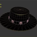 Classic Felt Black Hat With Wide Brim Black Band And Copper Circular Decorations
