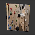 Indoor Rock Climbing Wall With Colorful Grip Holds And Wooden Panel Fitness Equipment