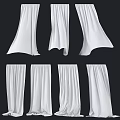 White Curtains With Various Elegant Drapery Styles Soft Texture And Pleated Designs 3d model
