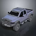 Modified Off-Road Pickup Truck With Front Grille Guard Roof Rack Large Tires And Side Steps
