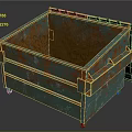 Rusted Green Metal Dumpster Featuring Worn Surface And Rolling Wheels