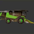 Green Brown BioTechno Combine Harvester With Yellow Reaper Parts And Wheels