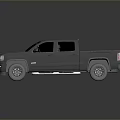Gray Modern Pickup Truck With Silver Side Steps And Black Wheels Design