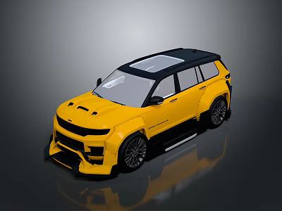 Yellow And Black Sporty SUV With Black Roof And Sleek Body Accents 3d model