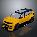 Yellow And Black Sporty SUV With Black Roof And Sleek Body Accents