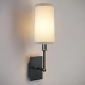 Modern Wall Lamp With Silver Metal Bracket And White Fabric Shade