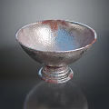 Silver Hammered Texture Bowl With Red Accents For Home Daily Living Use