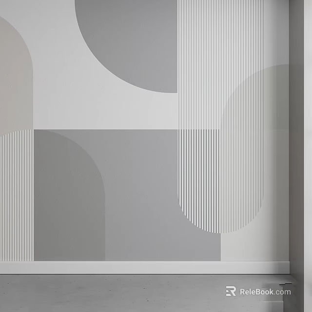 Geometric Wall Components With Gray White Curves Rectangles And Vertical Stripes 3d model