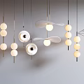 Modern Minimalist Lighting Combination With Hanging Pendant Lights And Various Spherical Circular Shapes