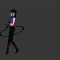 Woman Spinning Pink And Blue Hula Hoops In Dark Background