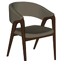 Modern Upholstered Dining Chairs With Light Fabric Dark Wood Frame And Curved Backrest