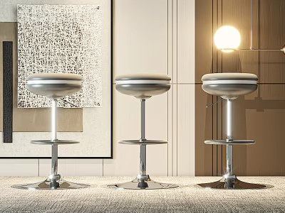 Modern Leisure Chairs With Silver Metal Frames And Round Seats In Contemporary Interior Decor 3d model