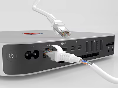 Digital Network Device With Ethernet Cable Connection HDMI Port And Multiple Interfaces 3d model