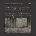 Stone Garden Bench With Ornate Metal Railings And Decorative Design