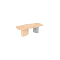 Modern Oval Natural Wood TV Stand With Mixed Color Cylindrical Bases For Cozy Living Room