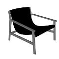 Modern Black Leather Lounge Chairs With Silver Metal Armrest Frames Design 3d model