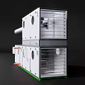 Industrial Control Equipment with Multiple White Enclosures Long Pipes and Circular Ports