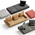 Modern Upholstered Sofas In Various Colors With Plush Cushions And Different Designs 3d model